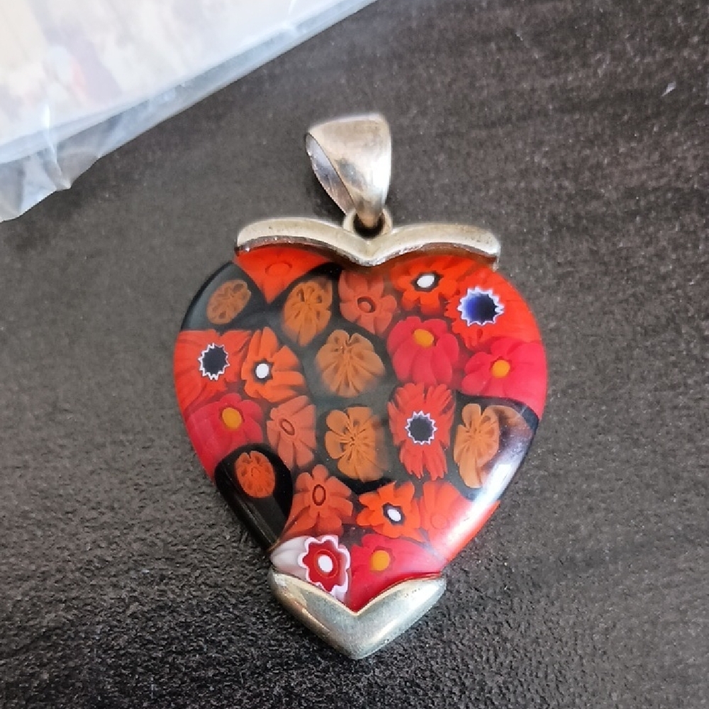 Alan K Millefiori Glass Heart Pendant
